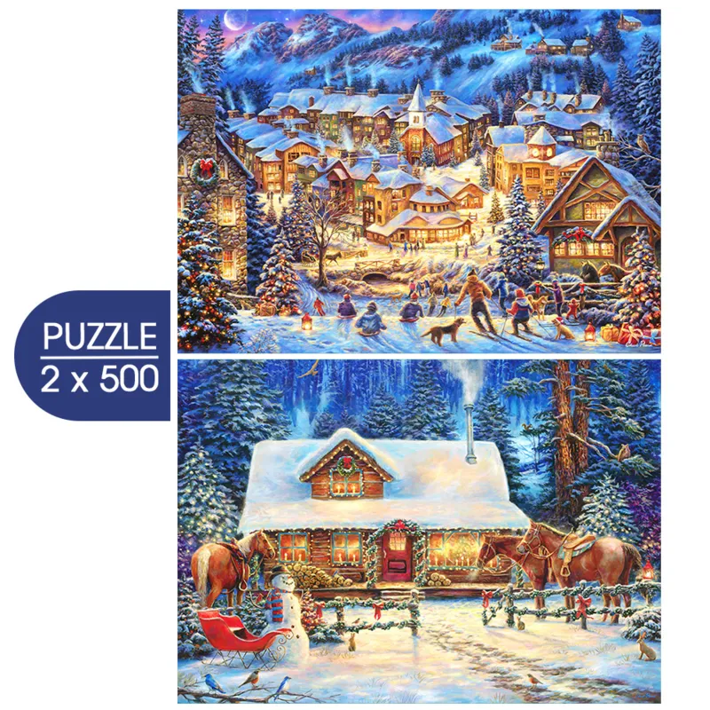 2 puzzles - Twilight Winter Village- Winter's Oasis