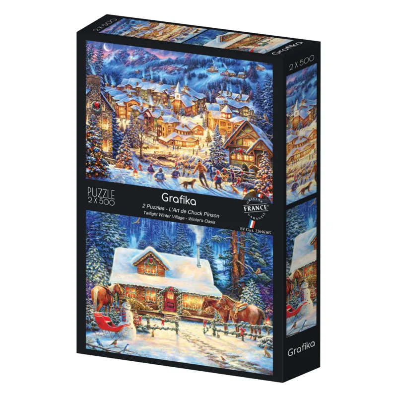 2 puzzles - Twilight Winter Village- Winter's Oasis