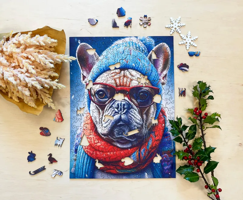 Holzpuzzle - Gustav mürrischer Bulldog