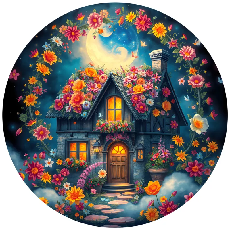 Rundes Puzzle - Le Cottage Fleuri