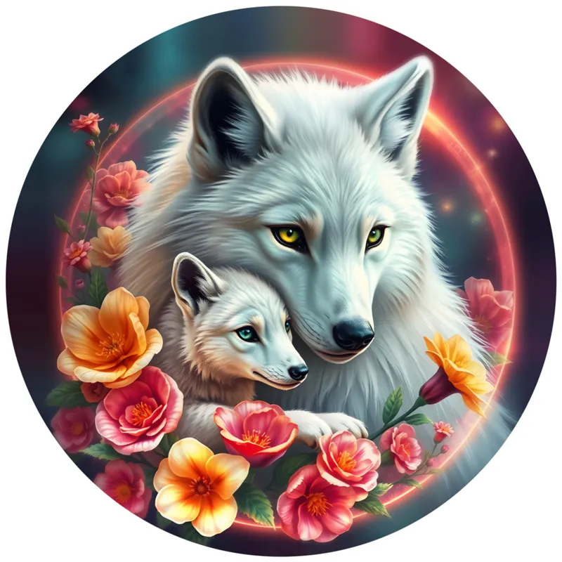 Rundes Puzzle - Les Loups Blancs