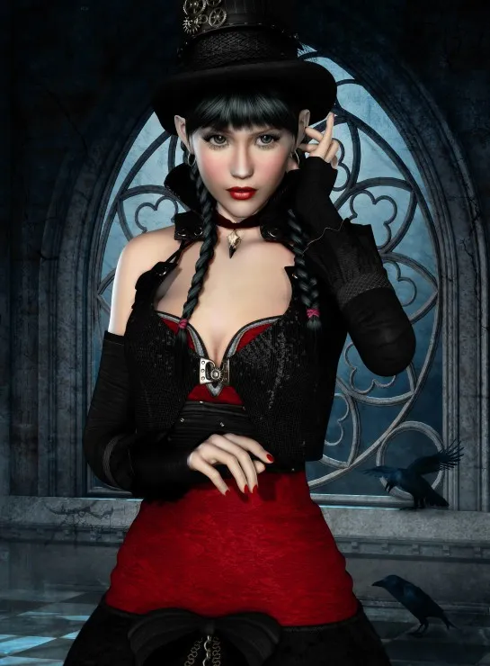 Gothic: Frau mit Rabe