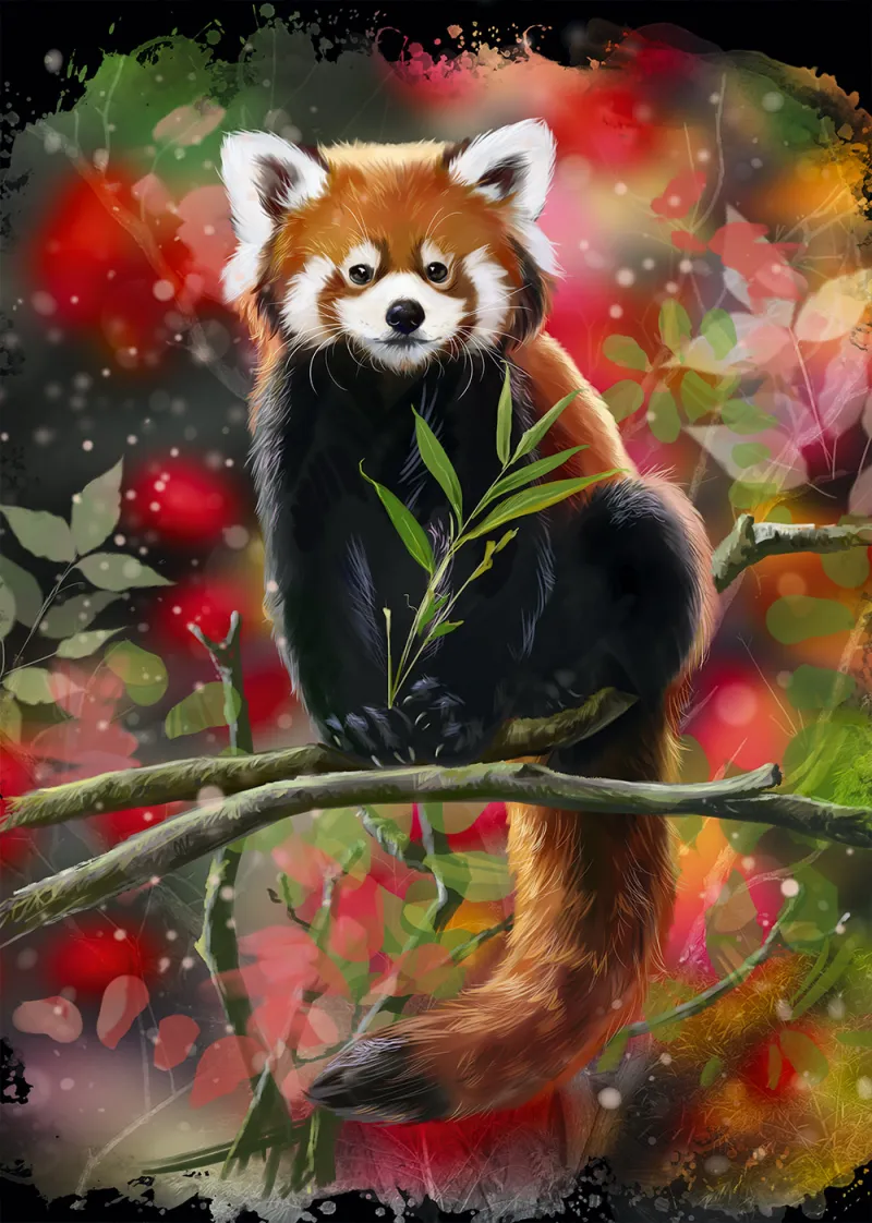 Roter Panda sitzt auf einem Ast