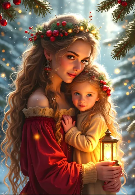 Weihnachtszärtlichkeit - Mutter und Tochter Kollektion