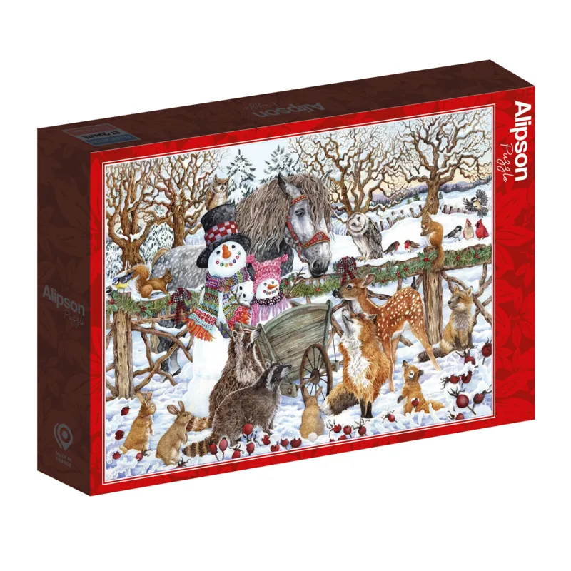 Winterszene mit zwei Schneemännern