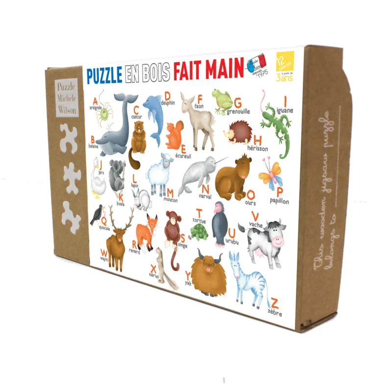 Handgeschnittenes Holzpuzzle - The Animal Alphabet