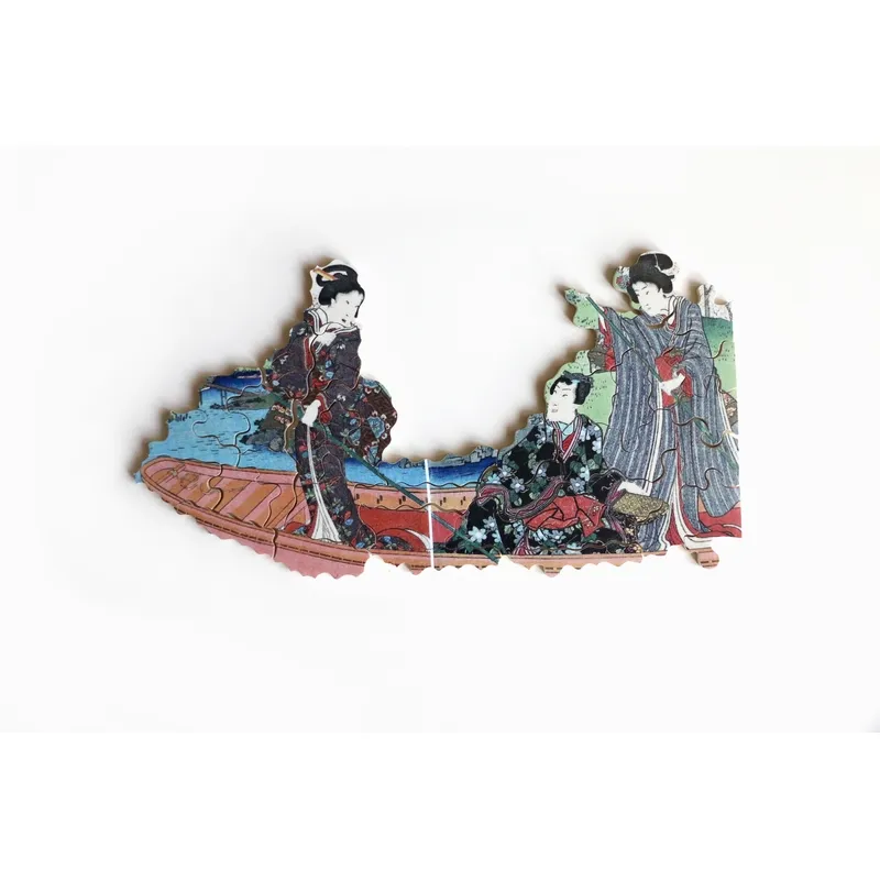 Handgeschnittenes Holzpuzzle - La Barque, Utagawa Kunisada
