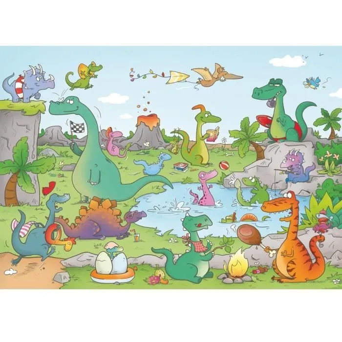Handgeschnittenes Holzpuzzle - Dinosaures
