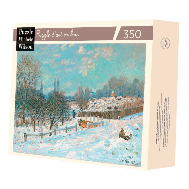 Handgeschnittenes Holzpuzzle - Rue De Louveciennes Enneigée, Alfred Sisley