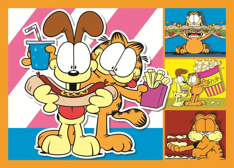 4 Puzzles - Garfield Loves Lasagna