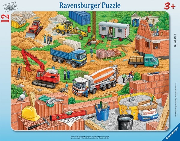 PuzzleYOU 1000-Teile-Puzzle „Bagger Bei Sonnenuntergang Auf Der Baustelle“ – Baufahrzeuge-Motiv, 64x48 Cm