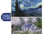 2 Puzzles - Die Kunst van Goghs: Sternennacht, 1889 - Häuser in Auvers, 1890
