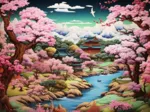 Ein japanischer Tempel im Frühling