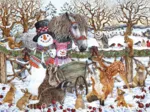 Winterszene mit zwei Schneemännern