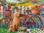 Süße Hunde im Garten